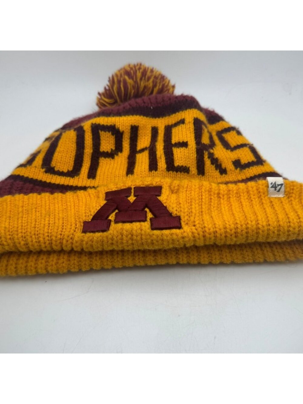 Minnesota Gophers Pom Pom Beanie Knit Hat '47 Brand College Vault NCAA Gold